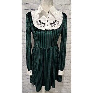 NWT Her Universe Disney Haunted Mansion Ghost Host Velvet Long-Sleeve Dress S